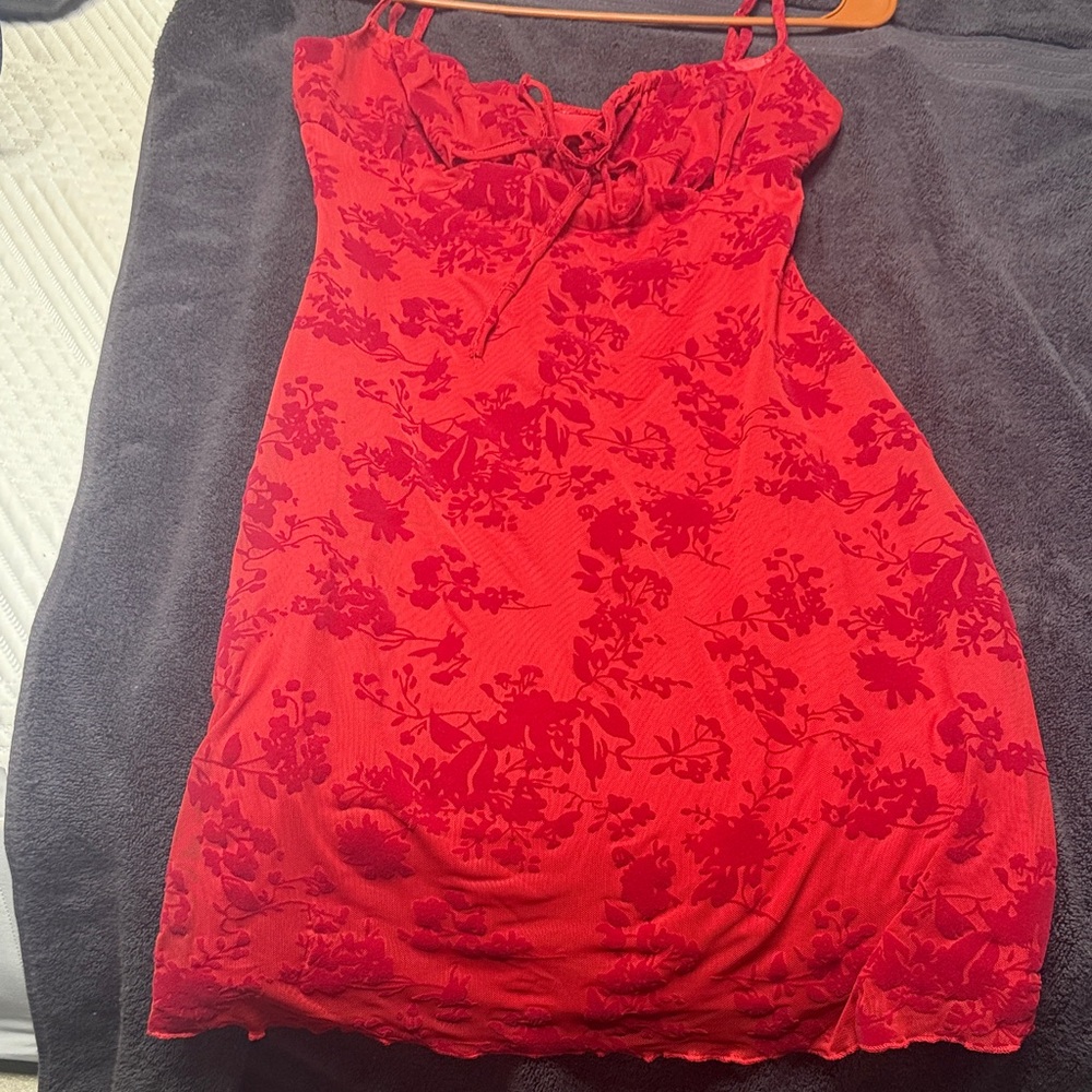 SHEIN Red Floral Mini Dress